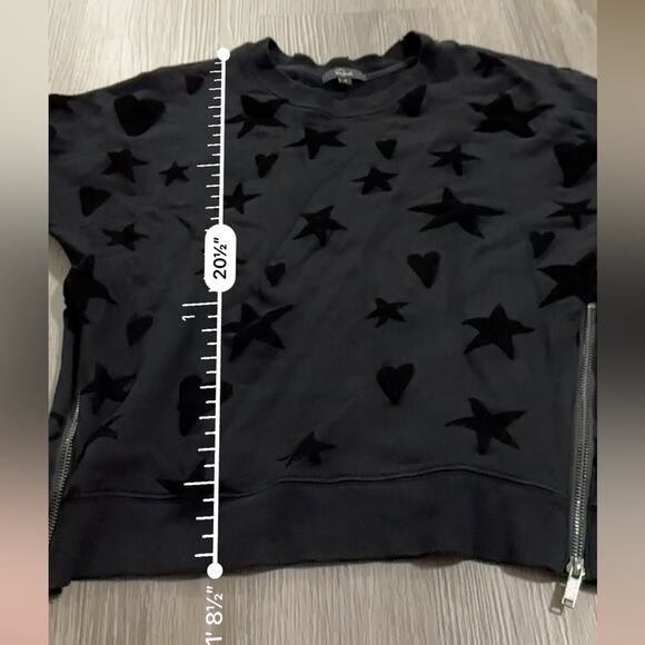 Rails Black Marlo Flocked Hearts and Stars Side Zipper Sweater Size S - Picture 9 of 9